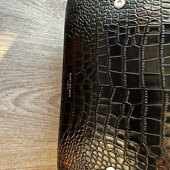 Kurt Geiger Black Croc-Pattern Shoulder Bag - Picture 7 of 15